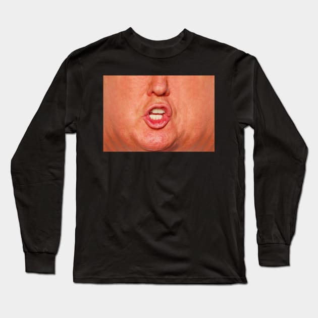 Trump Mouth Mask Nose Face Long Sleeve T-Shirt by vo_maria